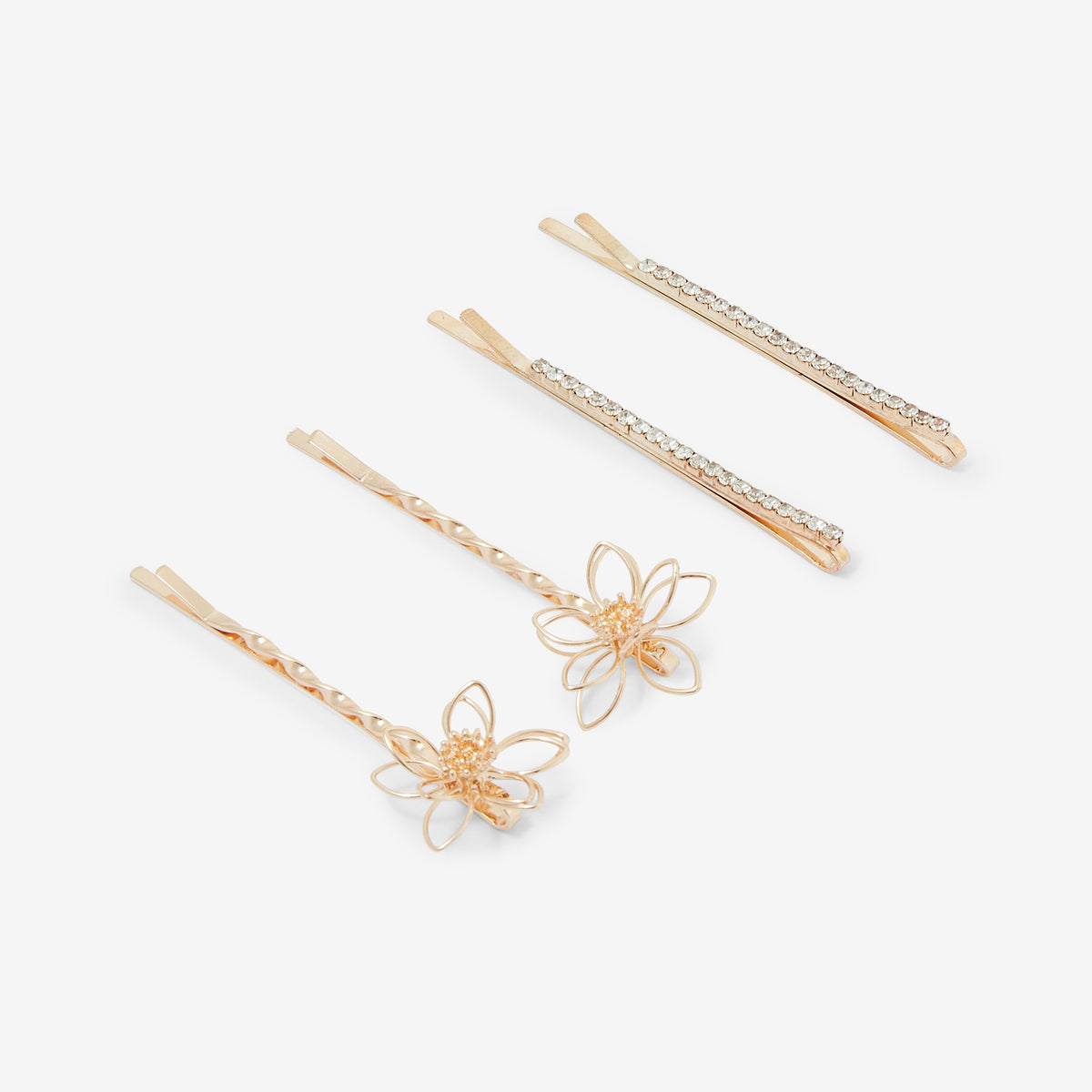 Set de 4 pinces à cheveux fleurs et strass