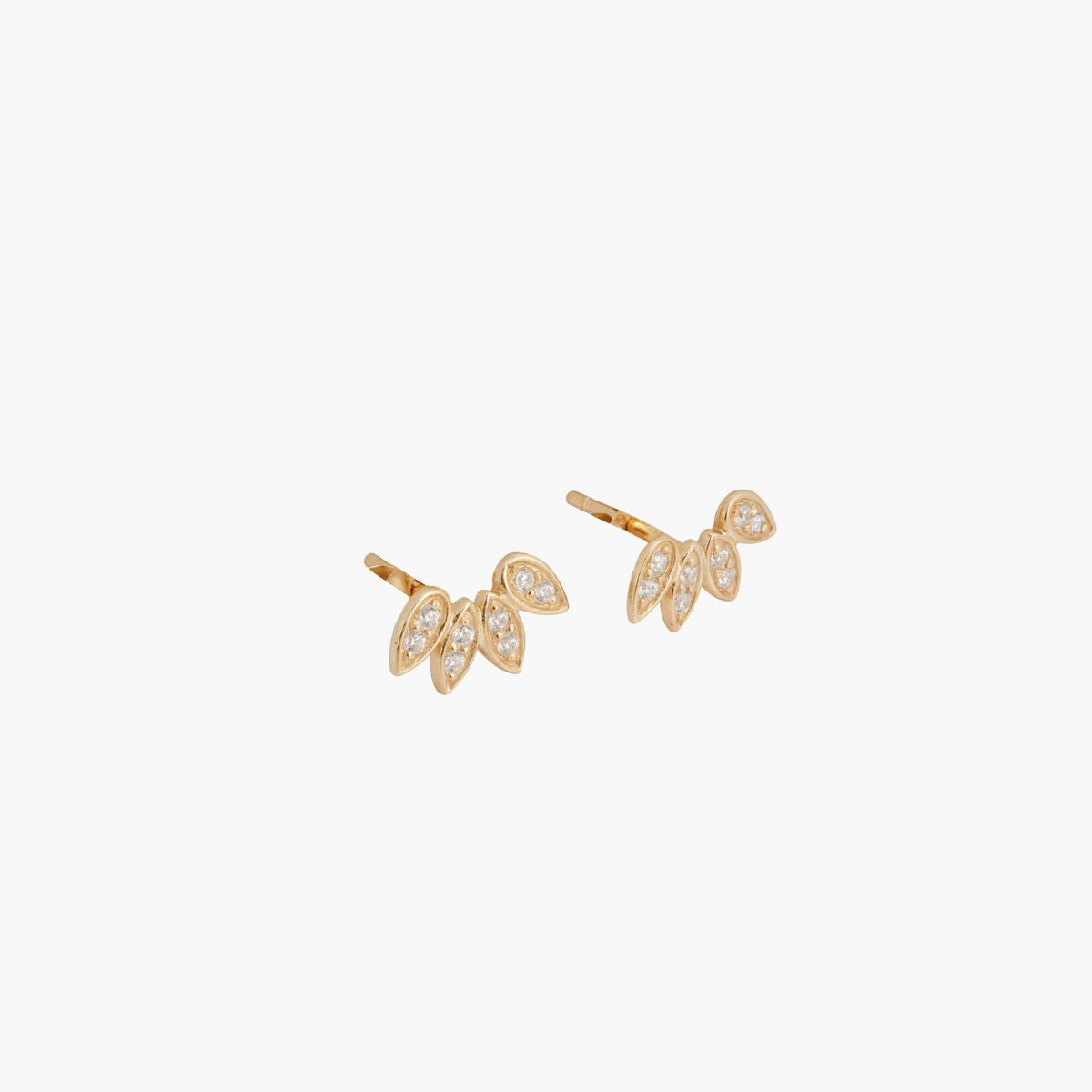 Puces d'oreilles pétales de zircon - argent 925 doré