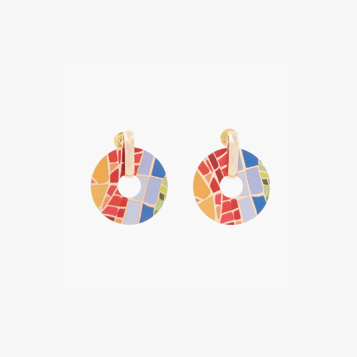 Boucles d'oreilles rondes Balagane imprimé mosaïque