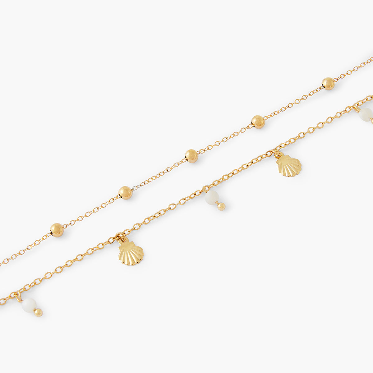 Chaine de cheville coquillage 2 rangs acier inoxydable