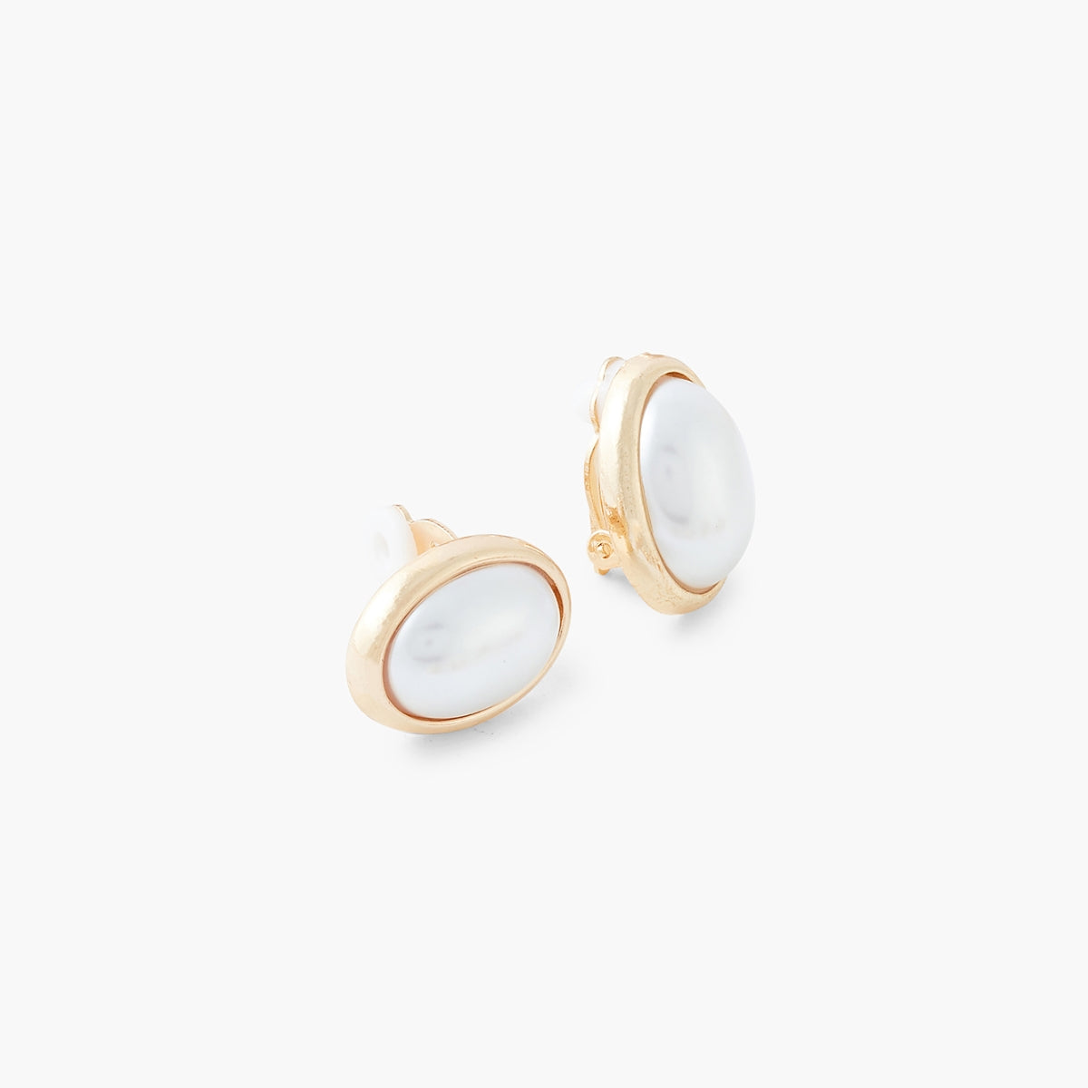 Boucles d'oreilles clips - perles ovales