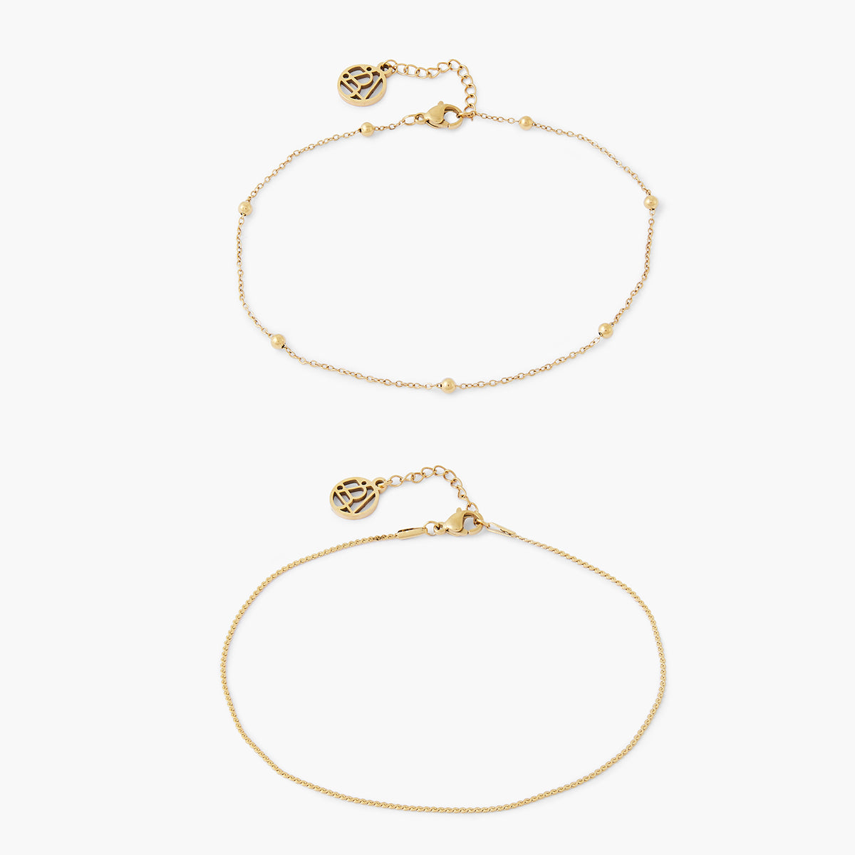 Set de 2 chaînes de cheville acier inoxydable