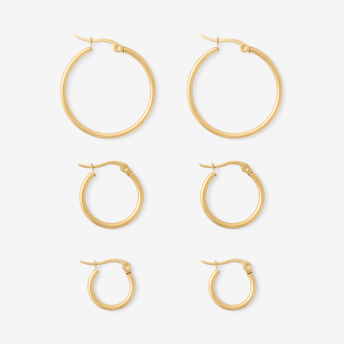 Set x3 créoles en acier inoxydable différentes tailles