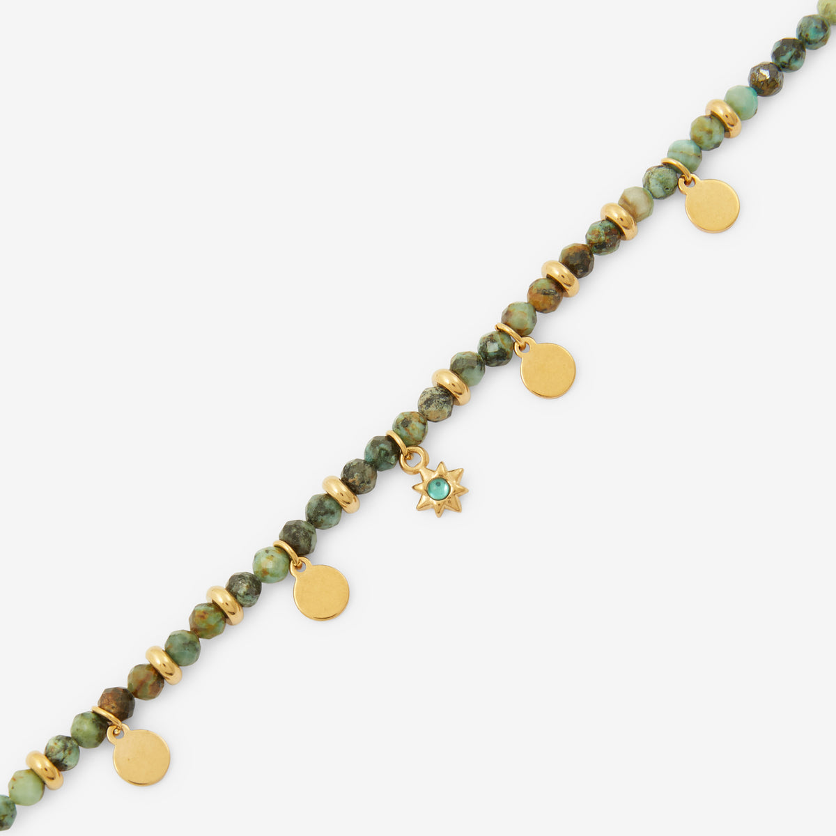 Bracelet acier inoxydable avec pierres vertes