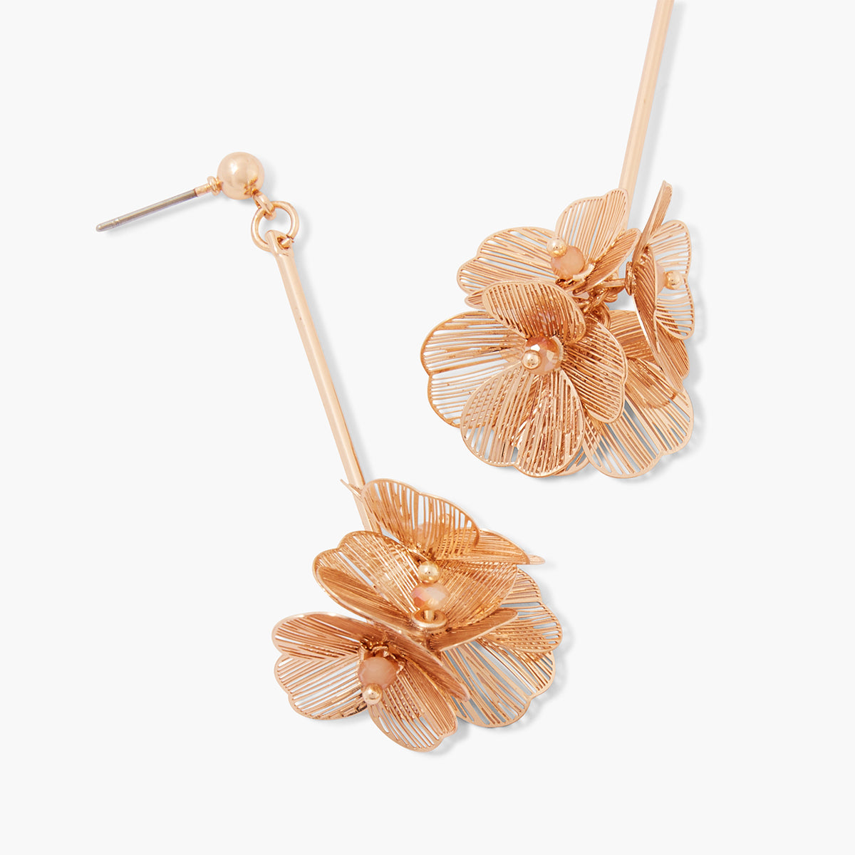 Boucles d'oreilles pendantes fleurs en filigranes