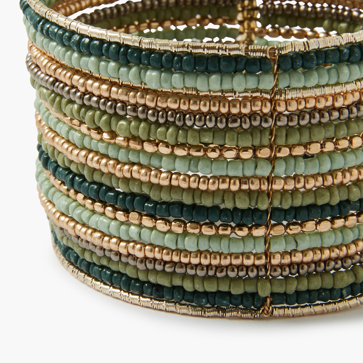 Manchette perles de rocaille vertes