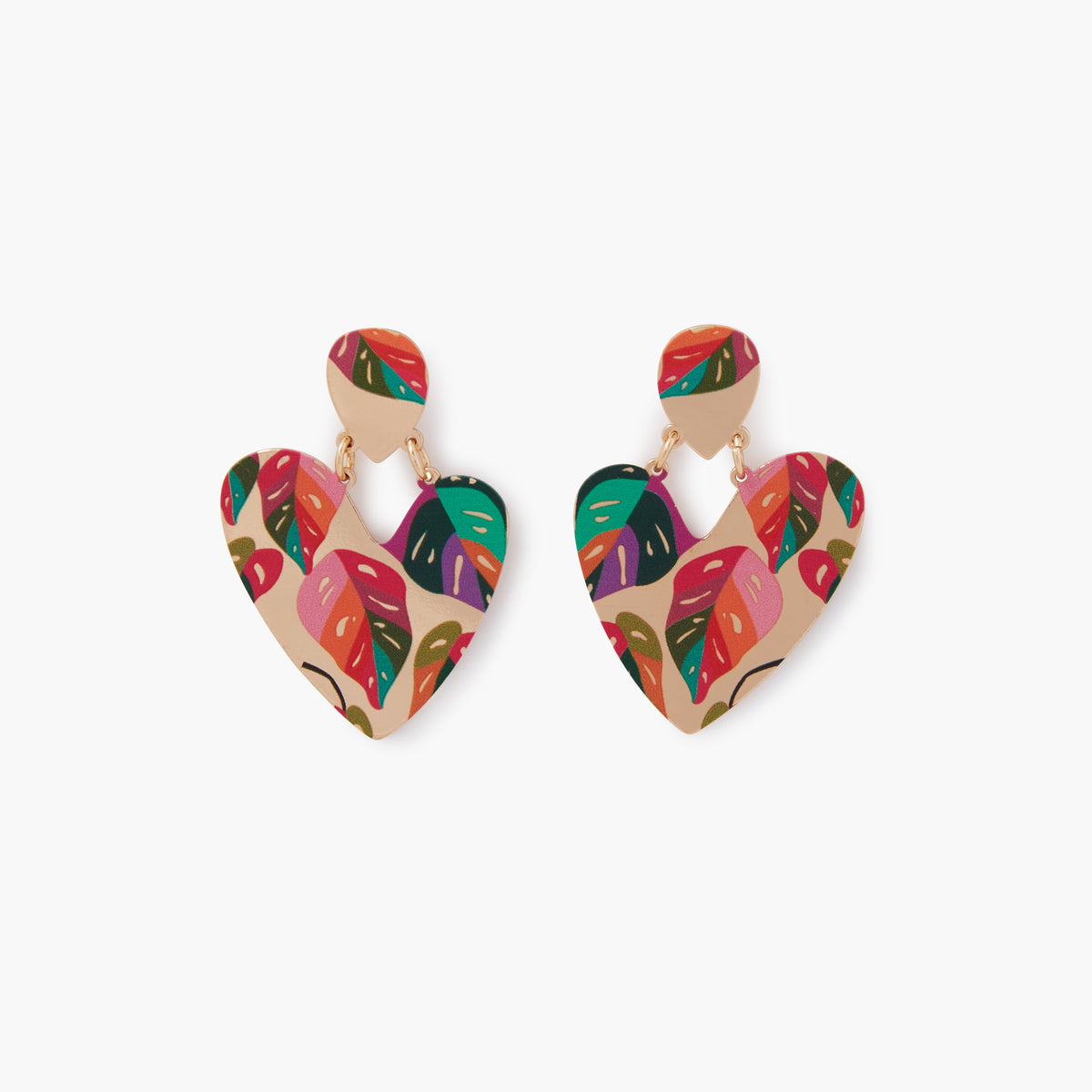 Boucles d'oreilles cœurs Balagane imprimé feuilles