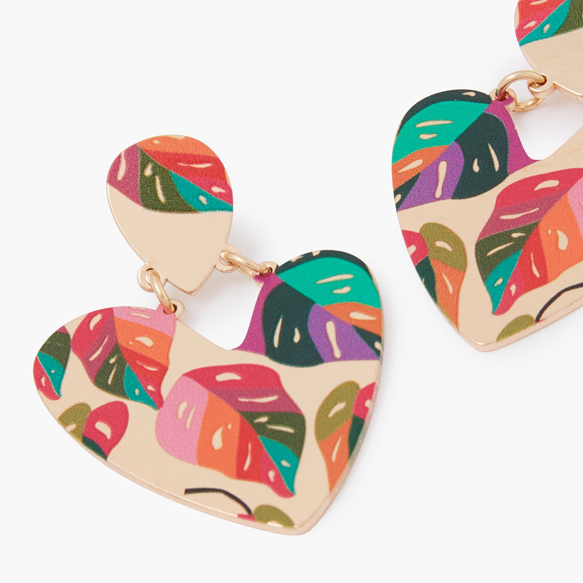 Boucles d'oreilles cœurs Balagane imprimé feuilles