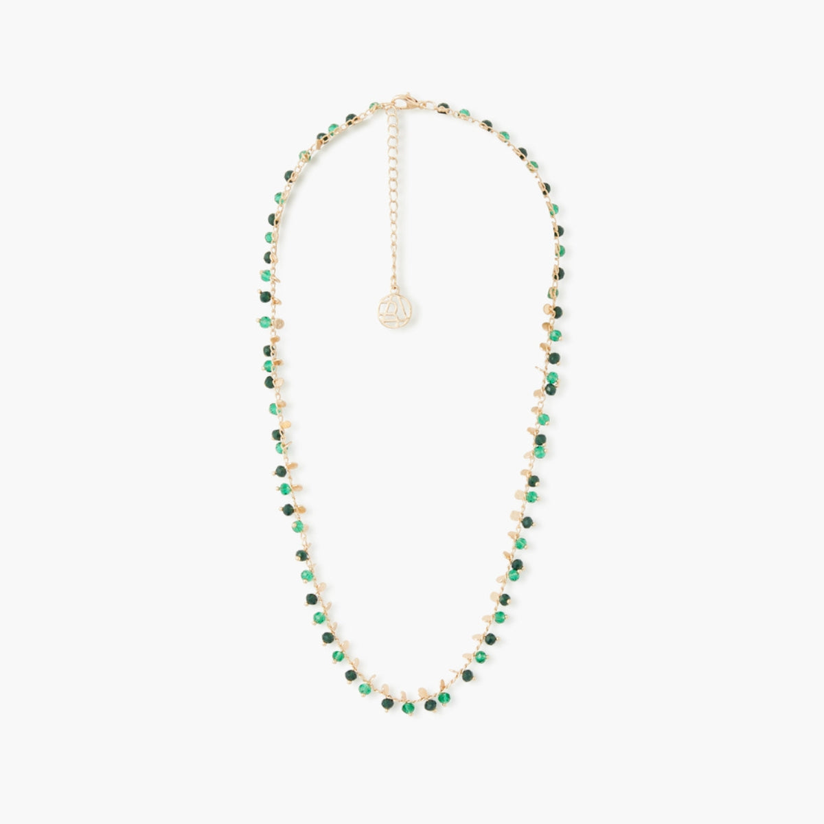 Collier perles à facettes vertes