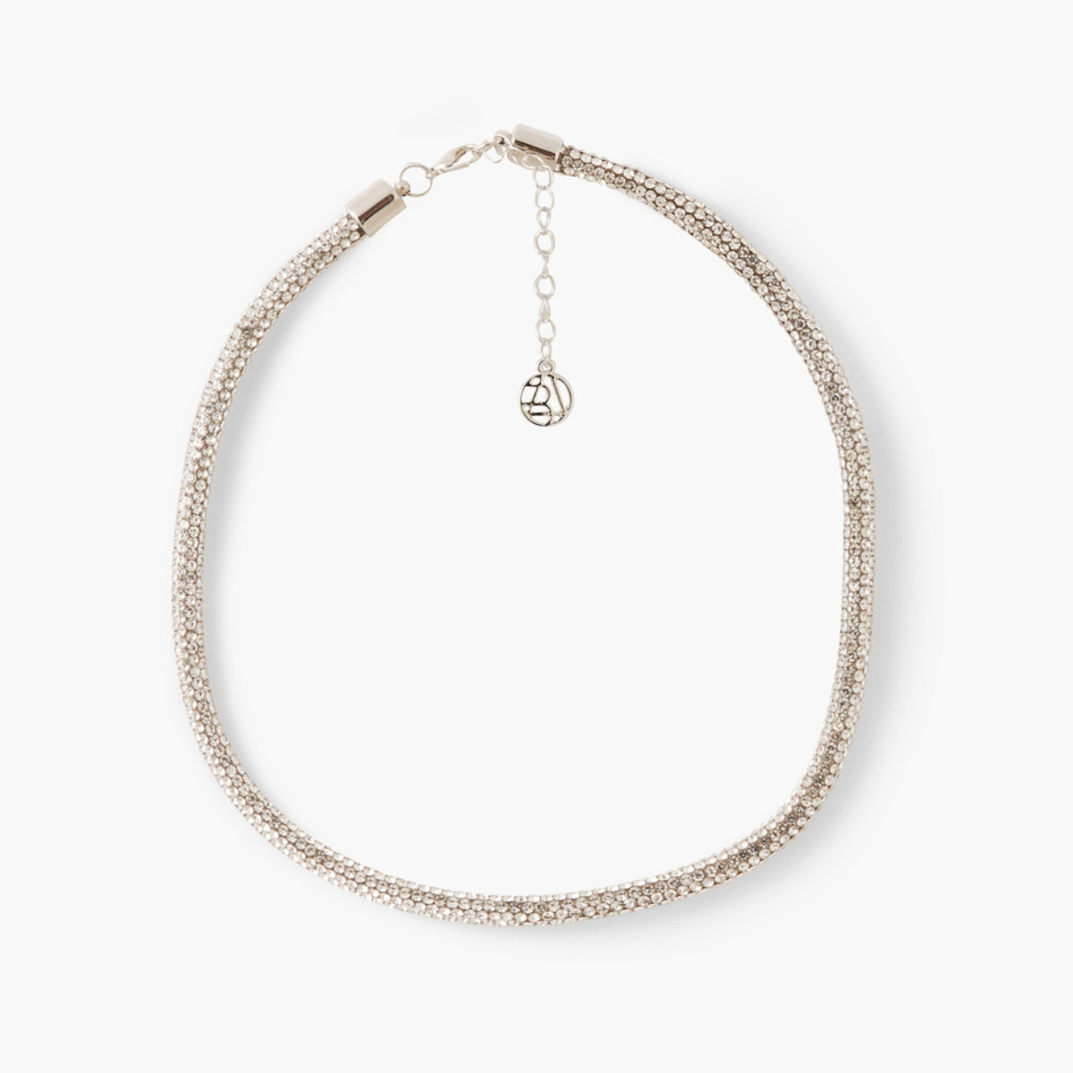 Collier tube à strass argenté