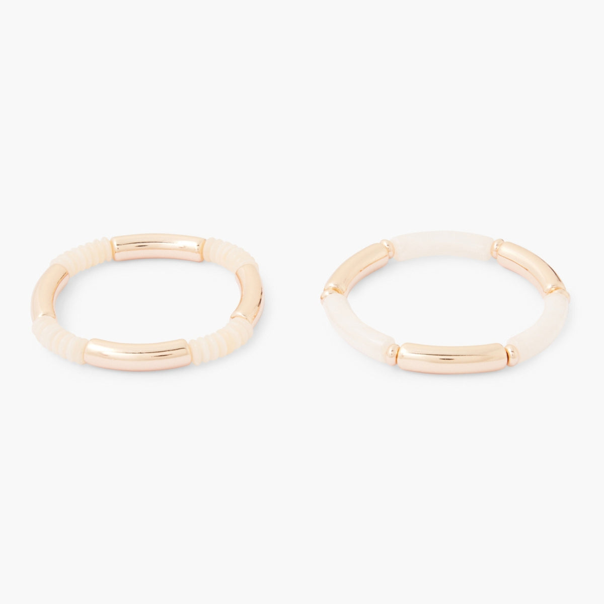 Set de 2 bracelets tubes ivoire et doré