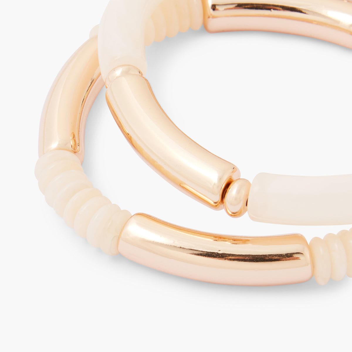 Set de 2 bracelets tubes ivoire et doré
