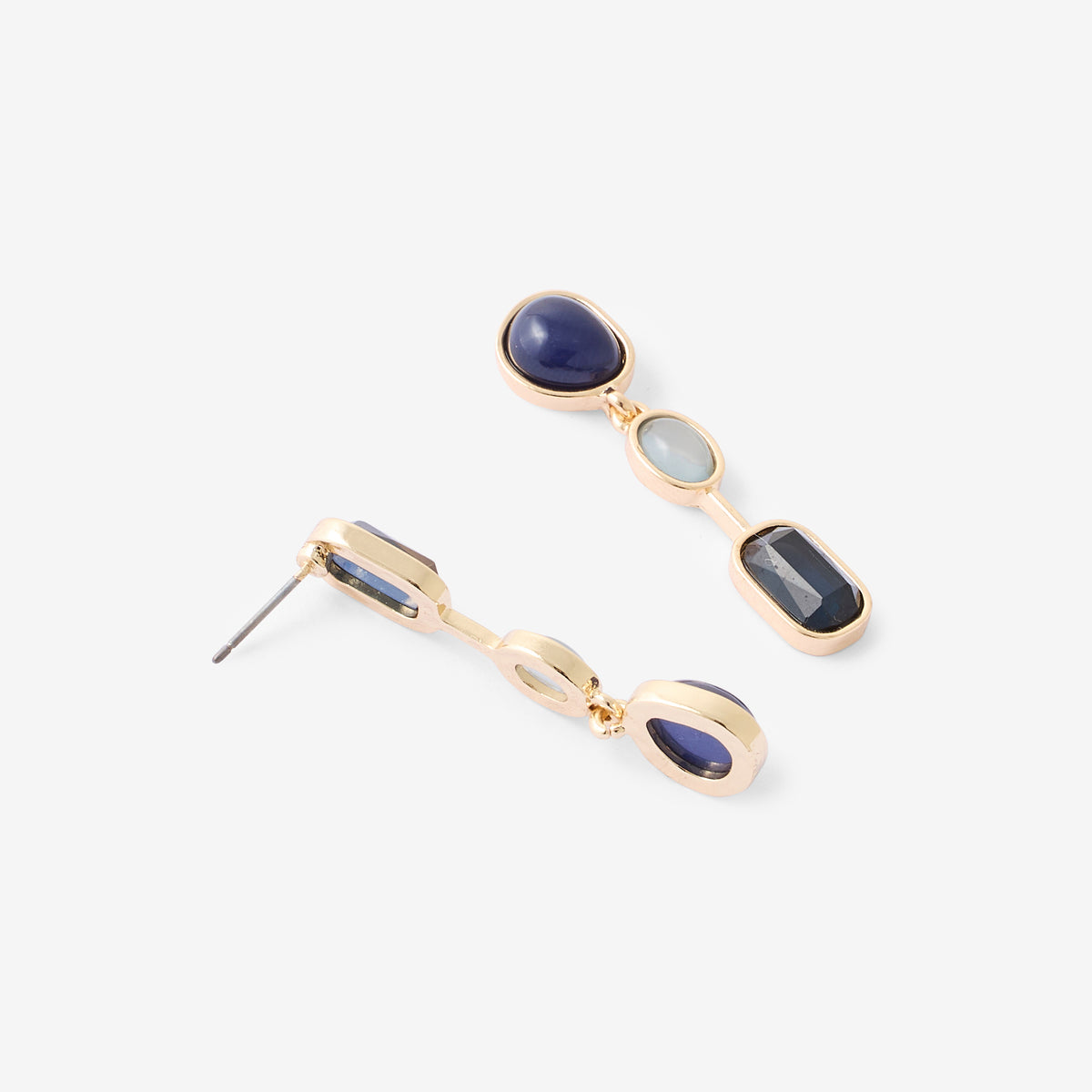 Boucles d'oreilles asymétriques bleues