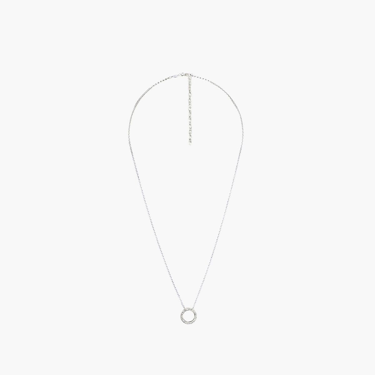 Collier chaîne fine à pendentif argent garanti 925 et anneau strassé