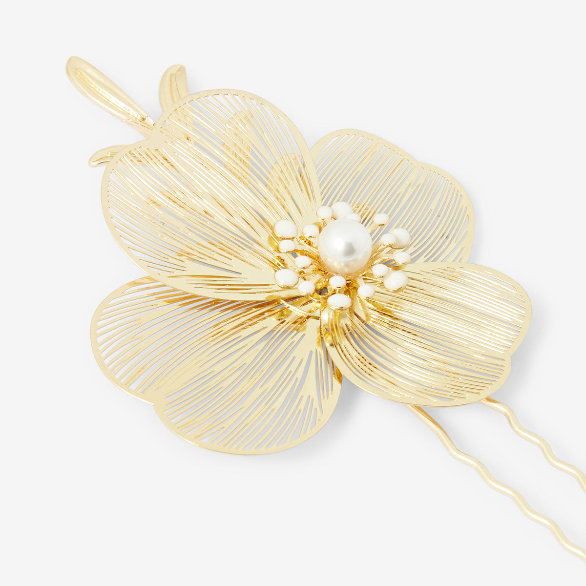 Pic à cheveux fleur en filigrane doré