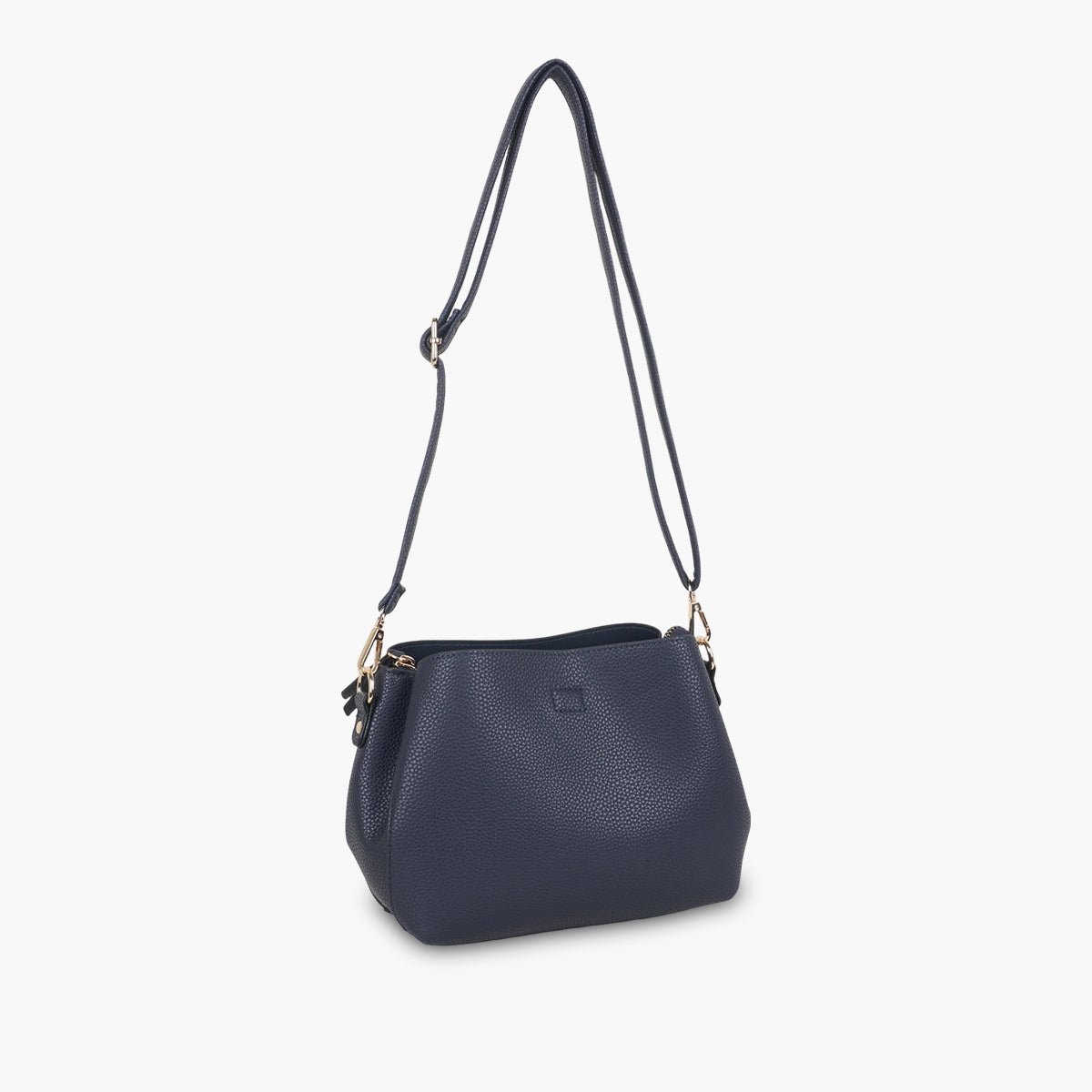 Sac effet grainé bleu marine à bandoulière à motif