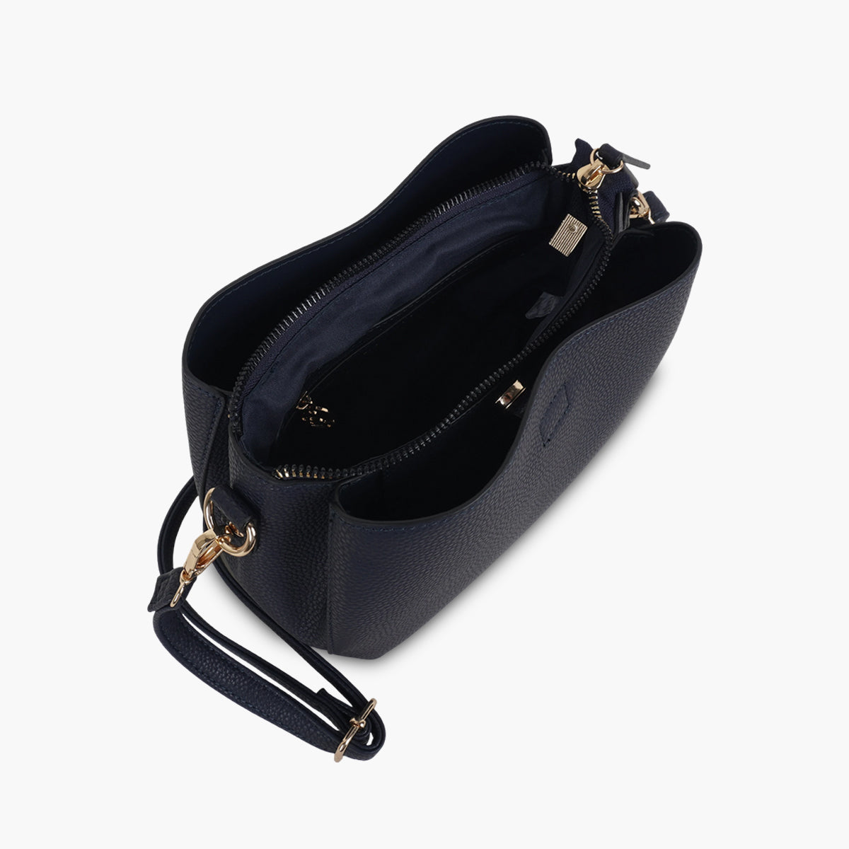 Sac effet grainé bleu marine à bandoulière à motif