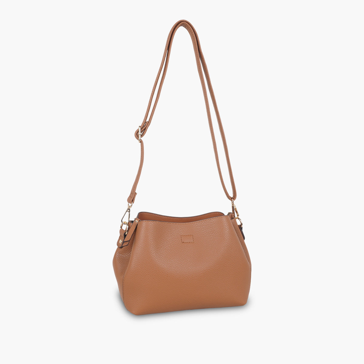 Sac effet grainé camel à bandoulière à motif