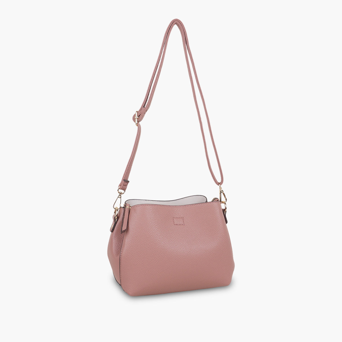 Sac effet grainé rose à bandoulière à motif