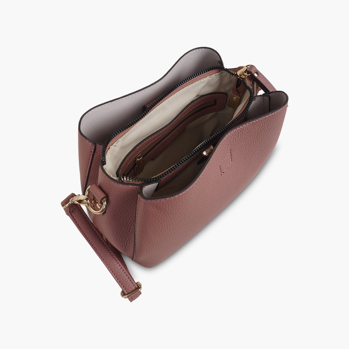 Sac effet grainé rose à bandoulière à motif