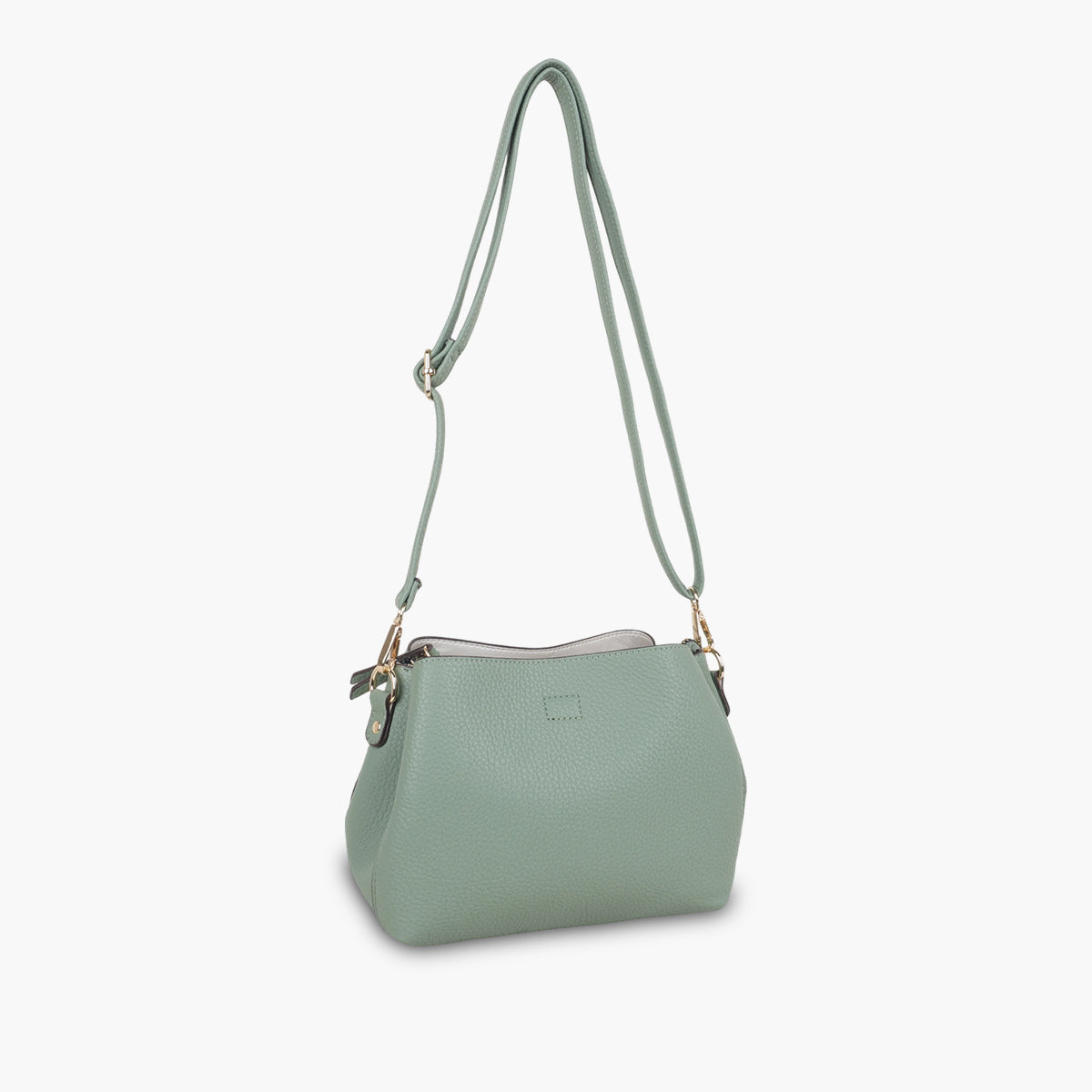 Sac effet grainé vert à bandoulière à motif