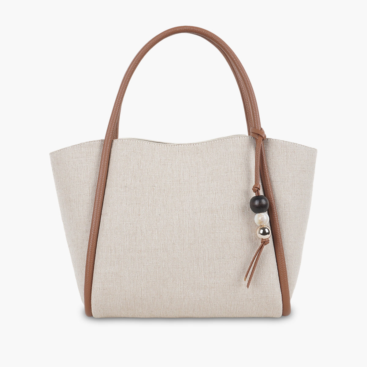 Cabas textile beige et camel