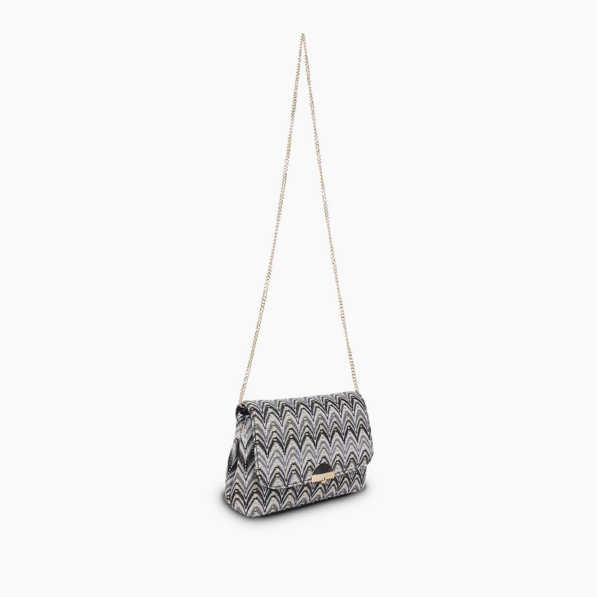 Sac à bandoulière à motif géométrique noir et blanc