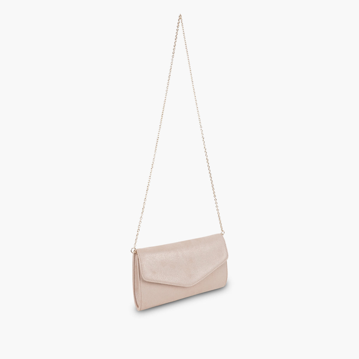 Pochette effet suédé nude pailletée