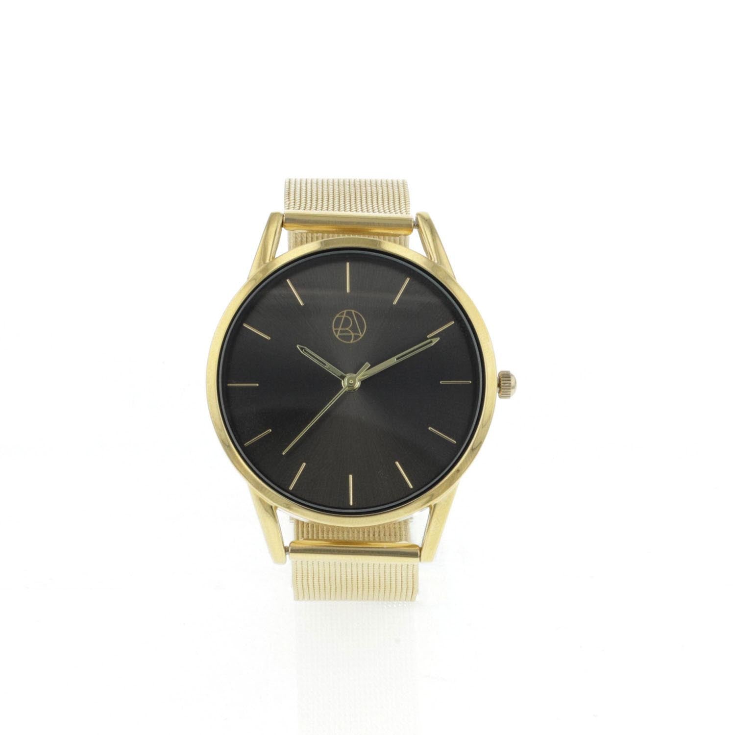 Montre bracelet milanais doré cadran noir