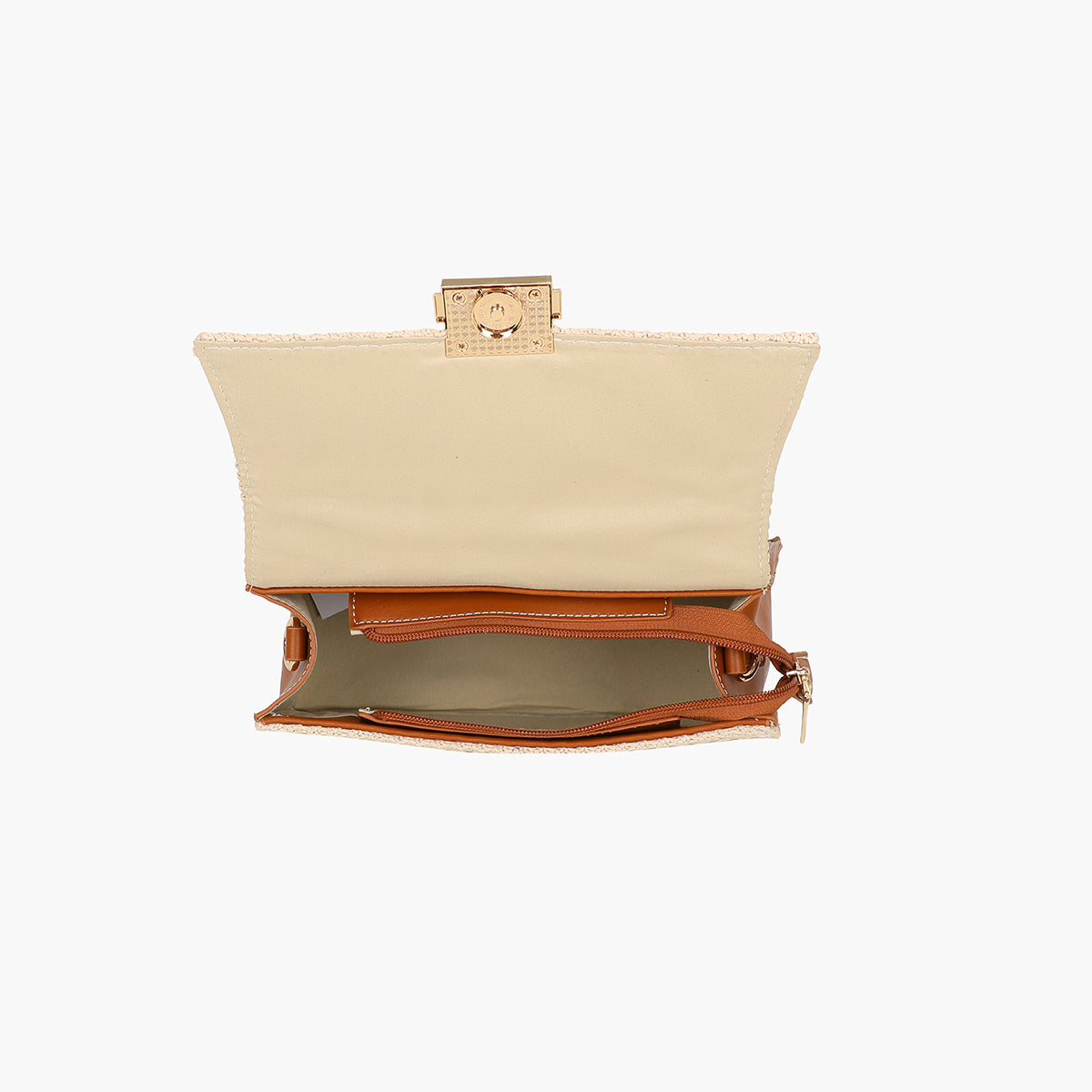Petit sac cartable beige avec bandoulière