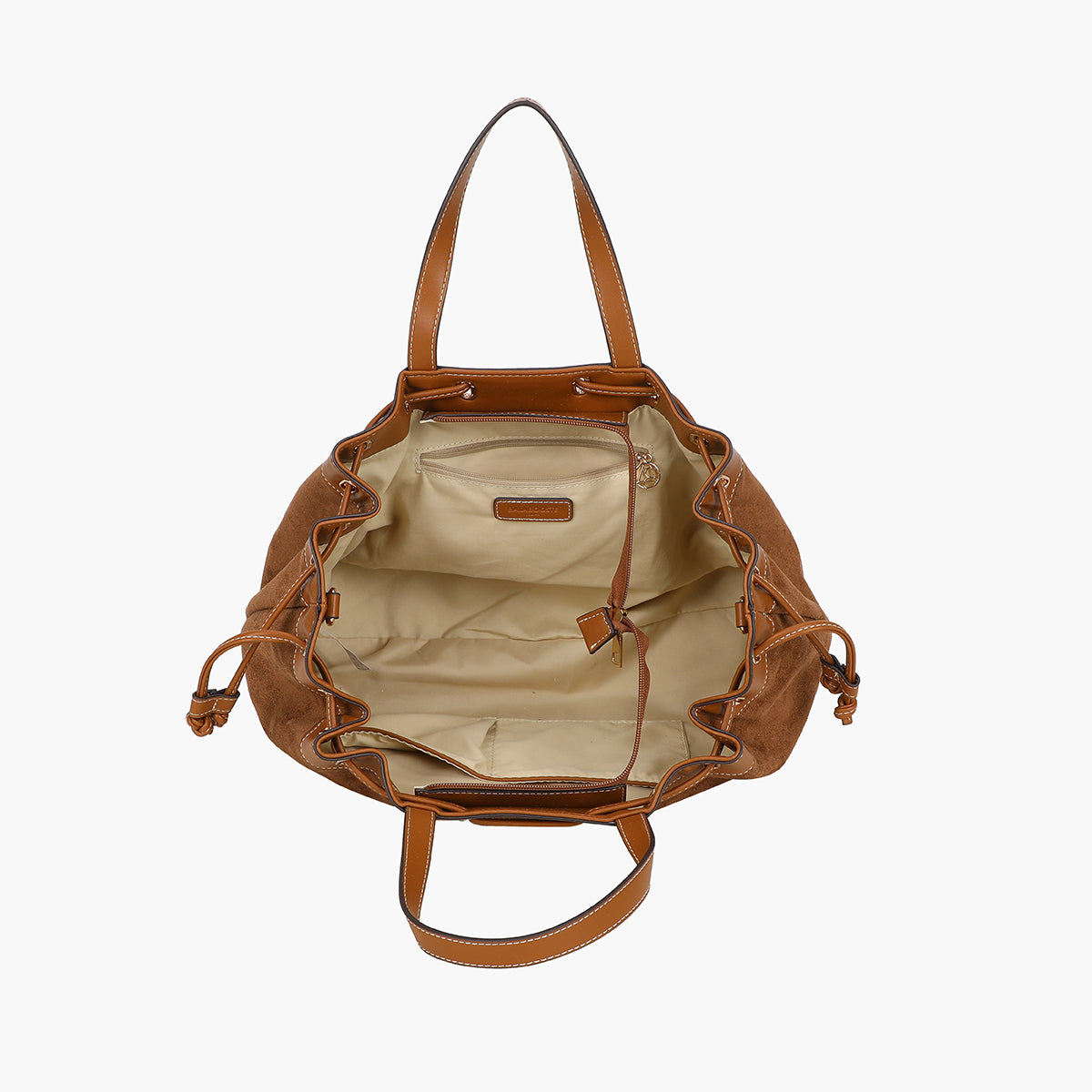 Sac bowling effet suédé camel