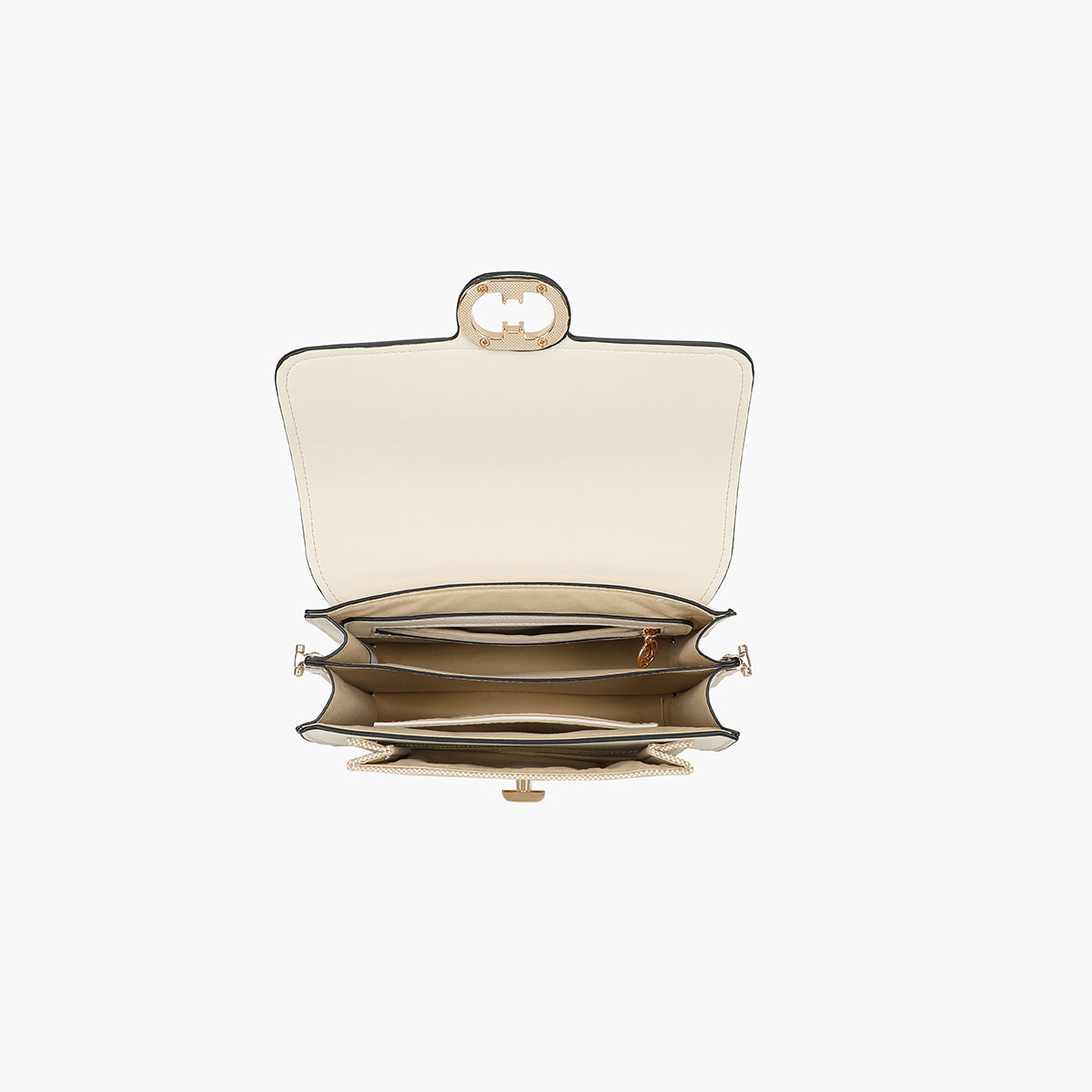 Sac à bandoulière bi-matière ivoire