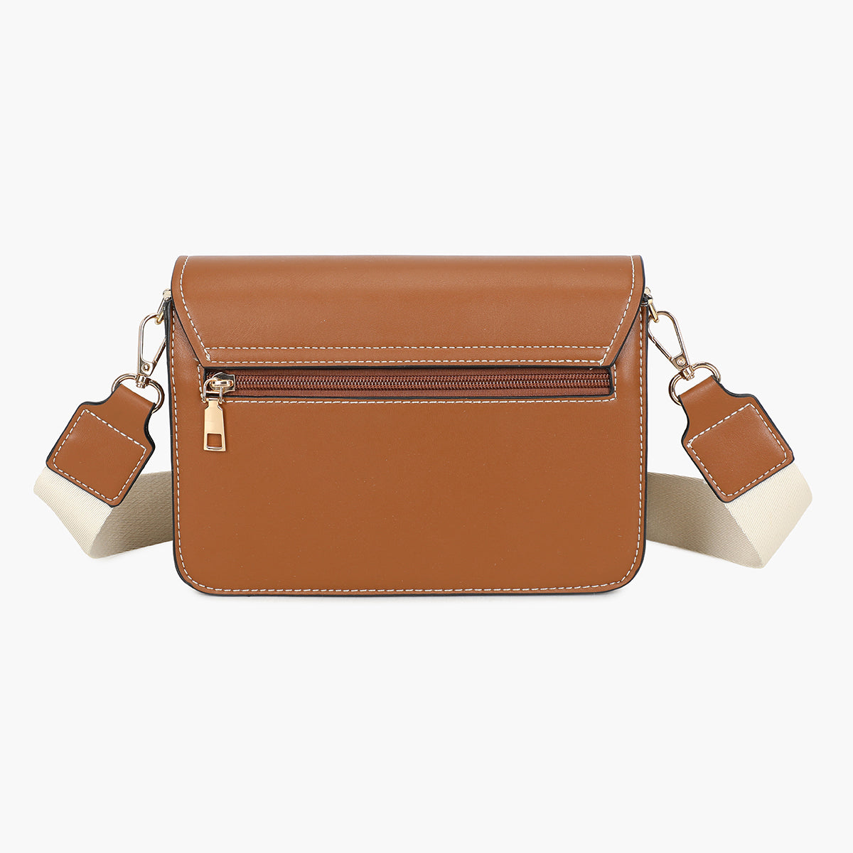 Sac à bandoulière bi-matière camel