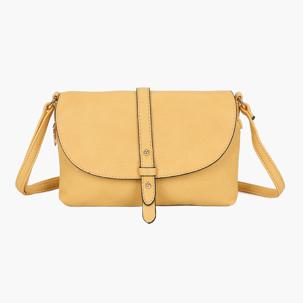 Petit sac à bandoulière effet grainé jaune