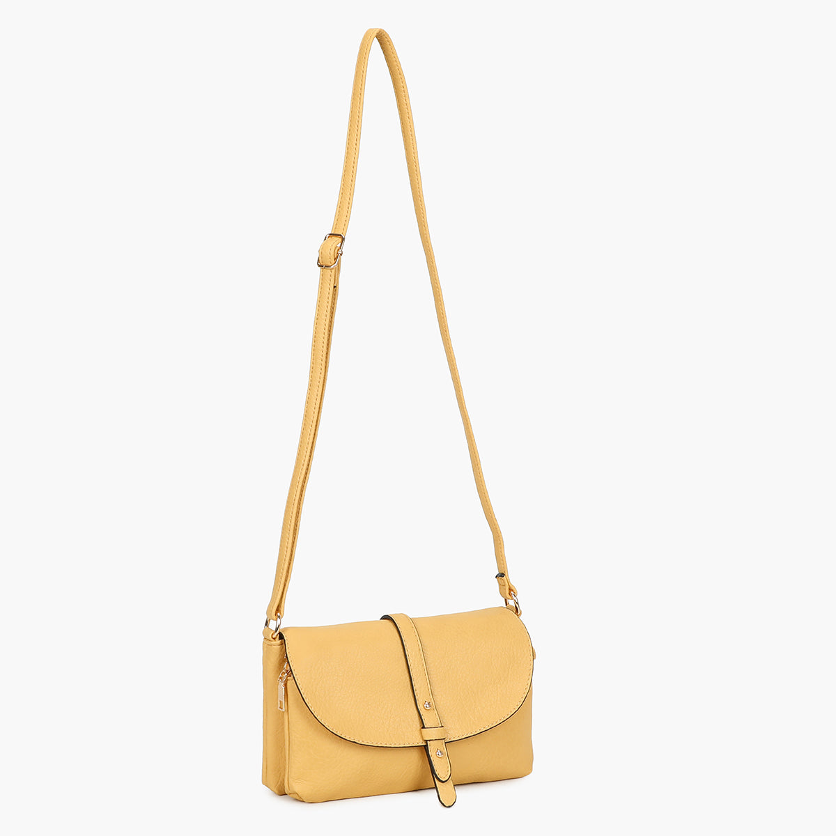 Petit sac à bandoulière effet grainé jaune