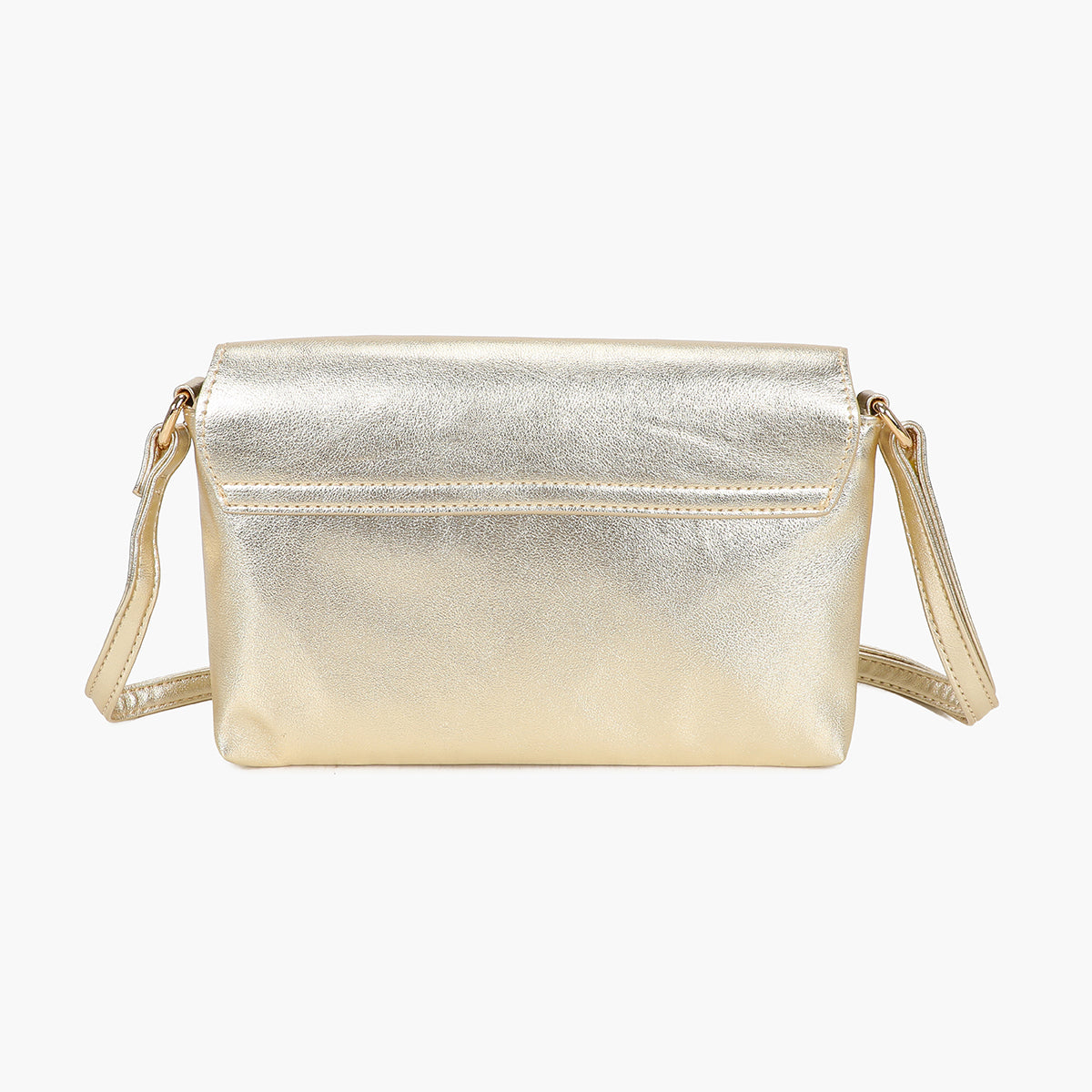 Pochette tressée dorée à bandoulière