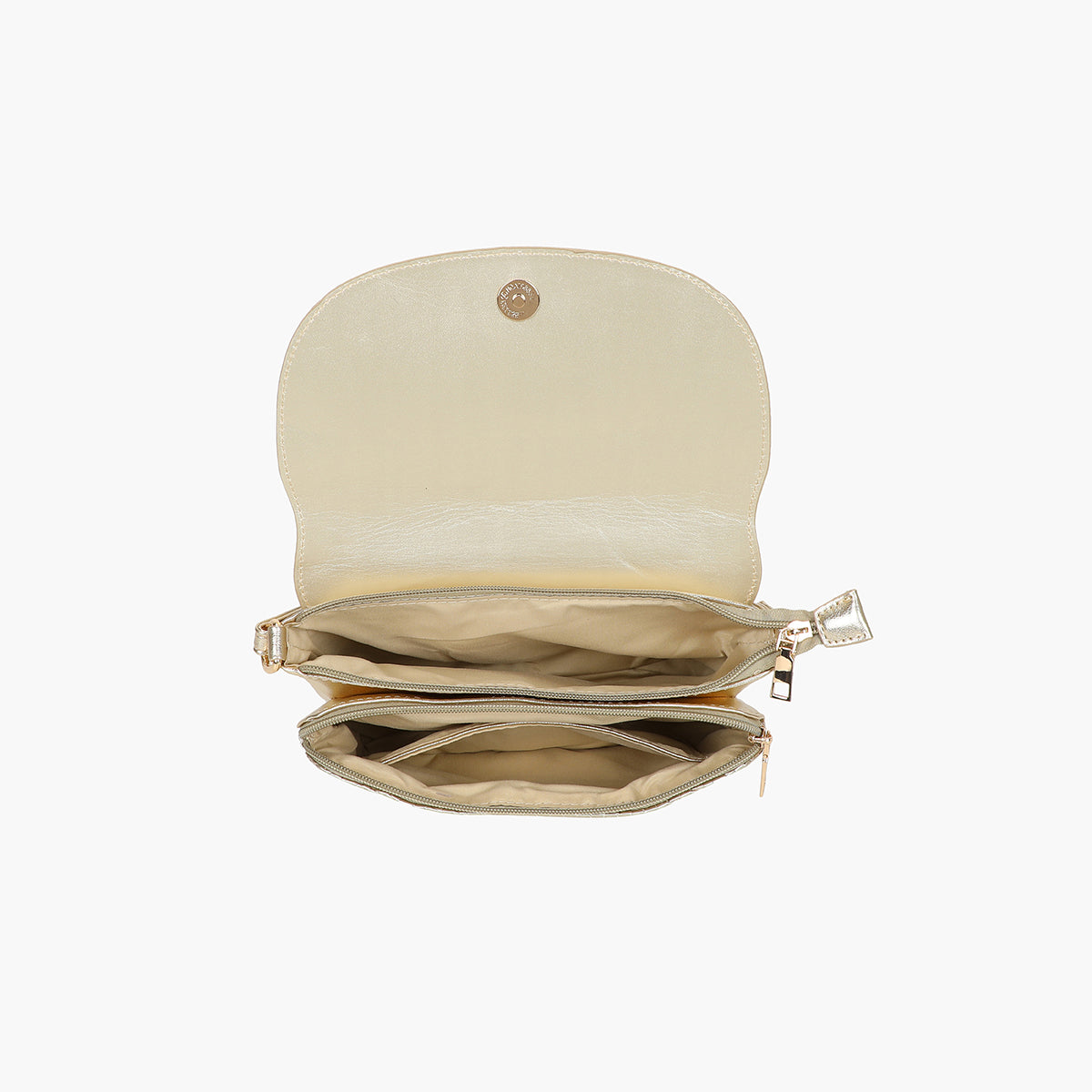 Pochette tressée dorée à bandoulière