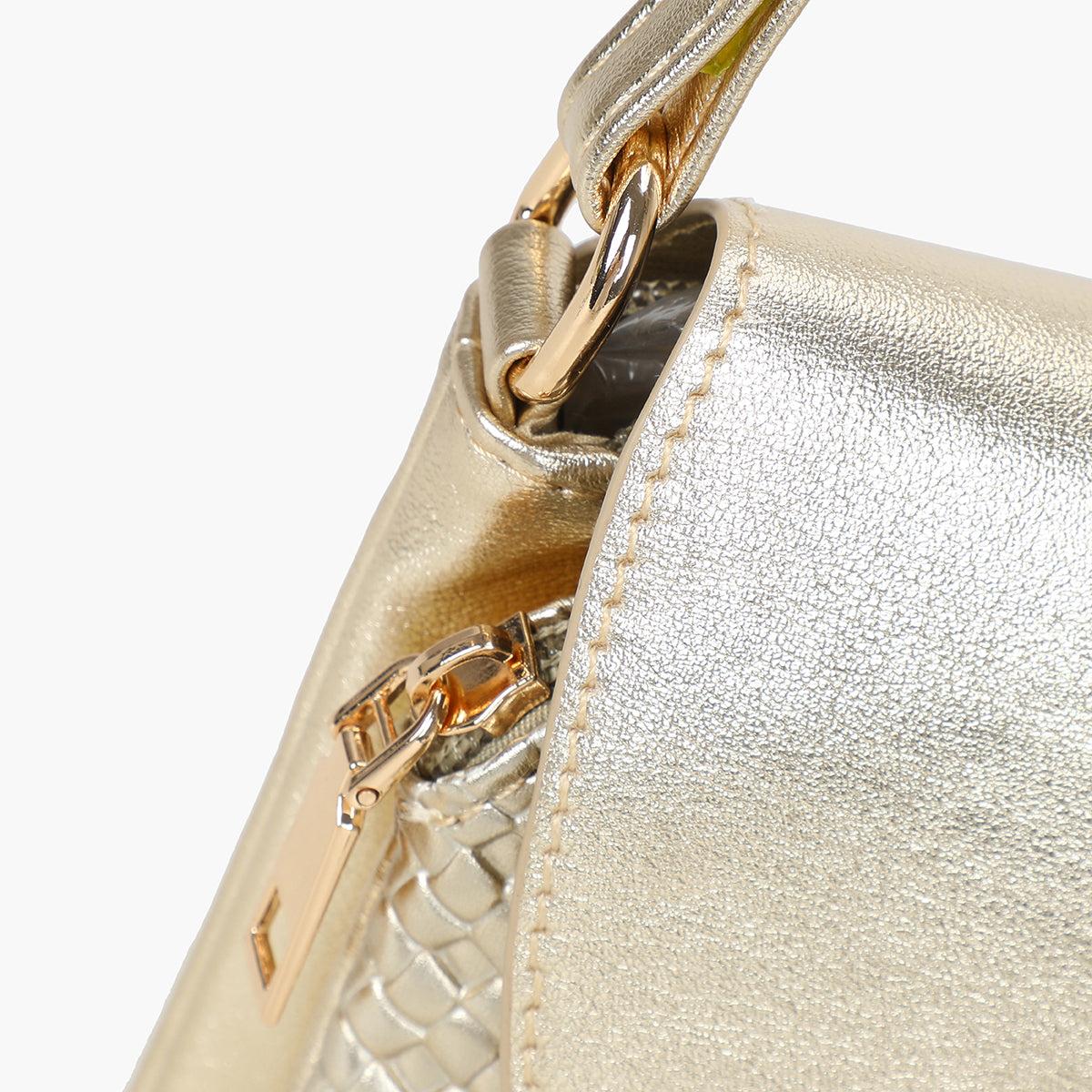 Pochette tressée dorée à bandoulière