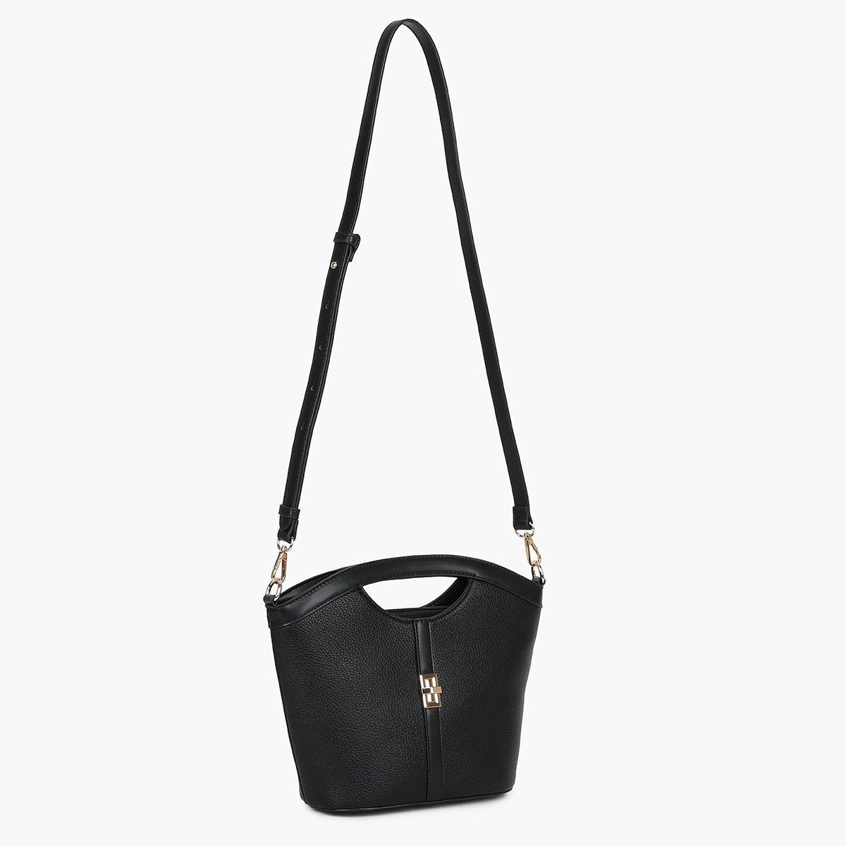 Sac souple noir effet grainé avec poignée