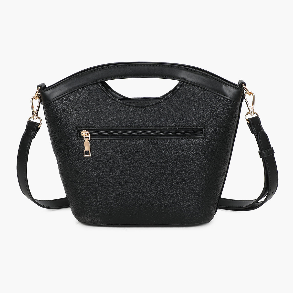 Sac souple noir effet grainé avec poignée