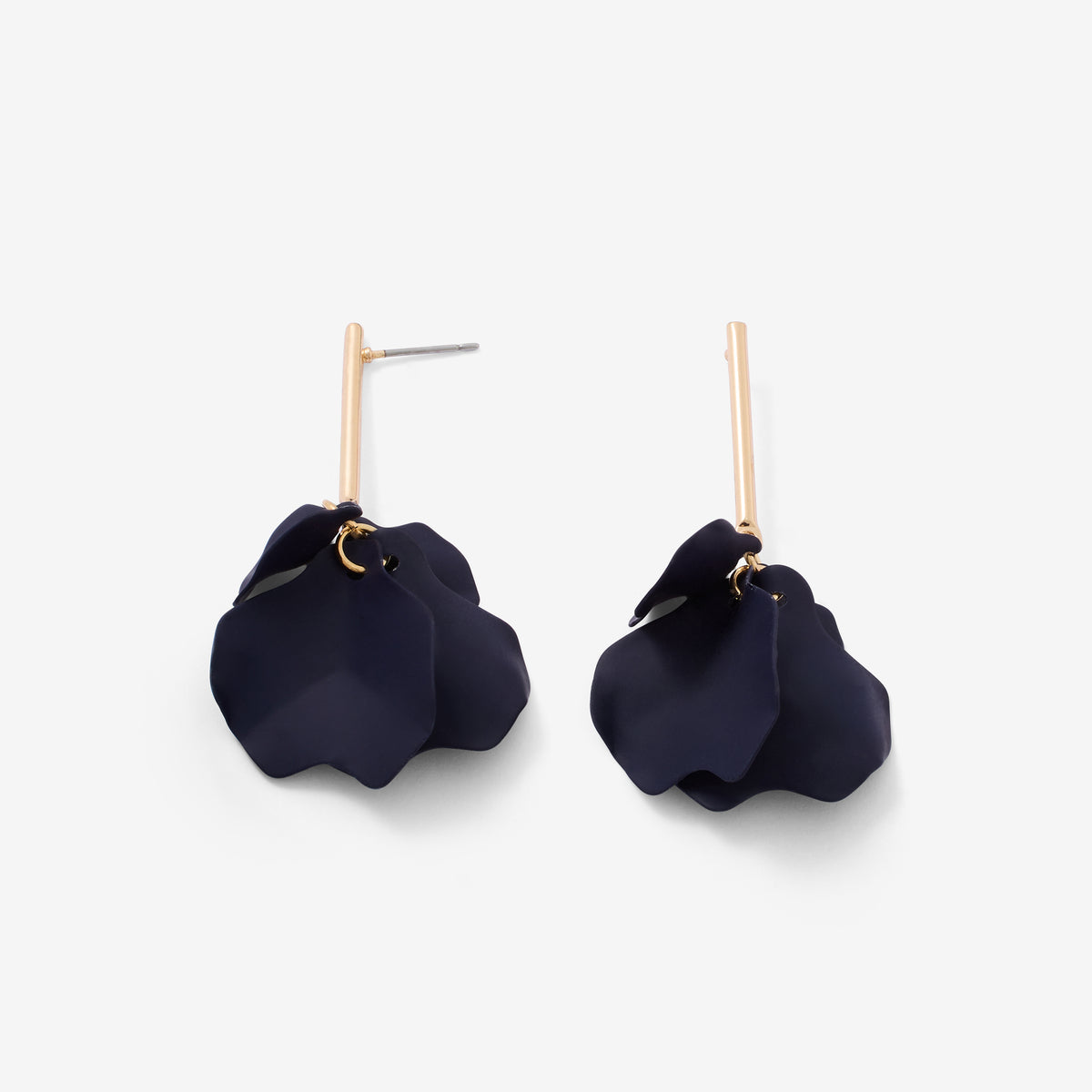 Boucles d'oreilles pendantes fleurs bleu marine