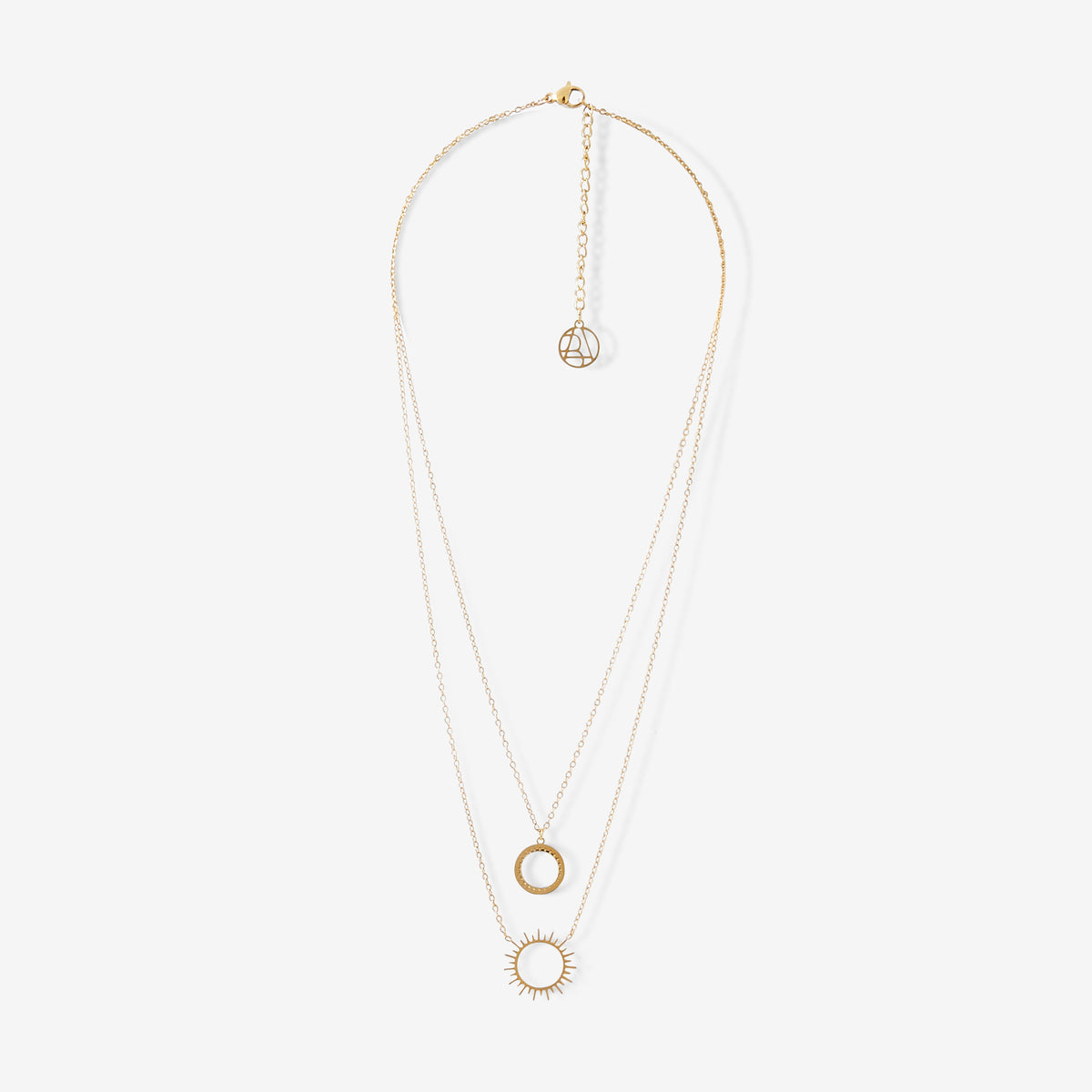 Set de 2 colliers nacre et soleil en acier inoxydable