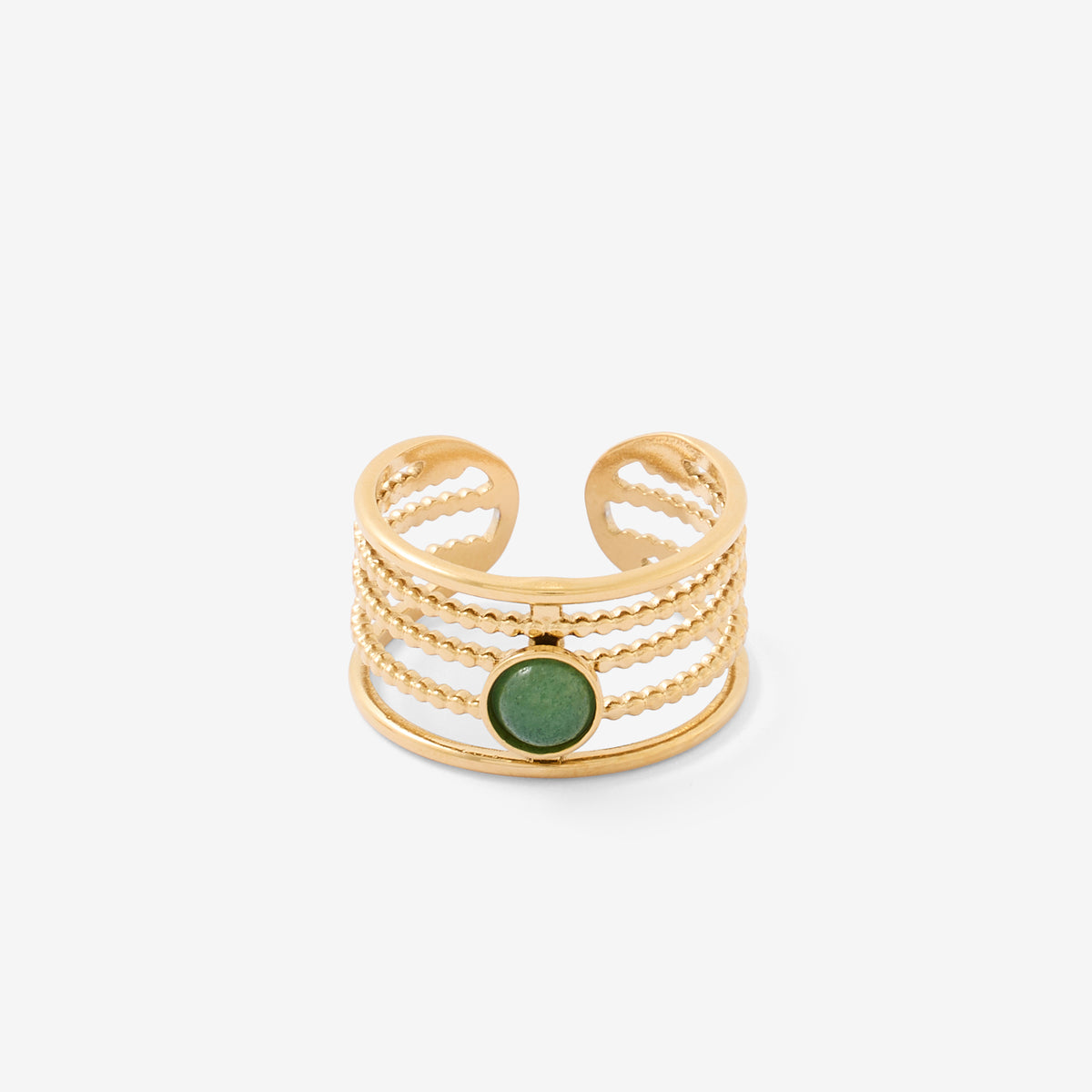 Bague pierre verte en acier inoxydable