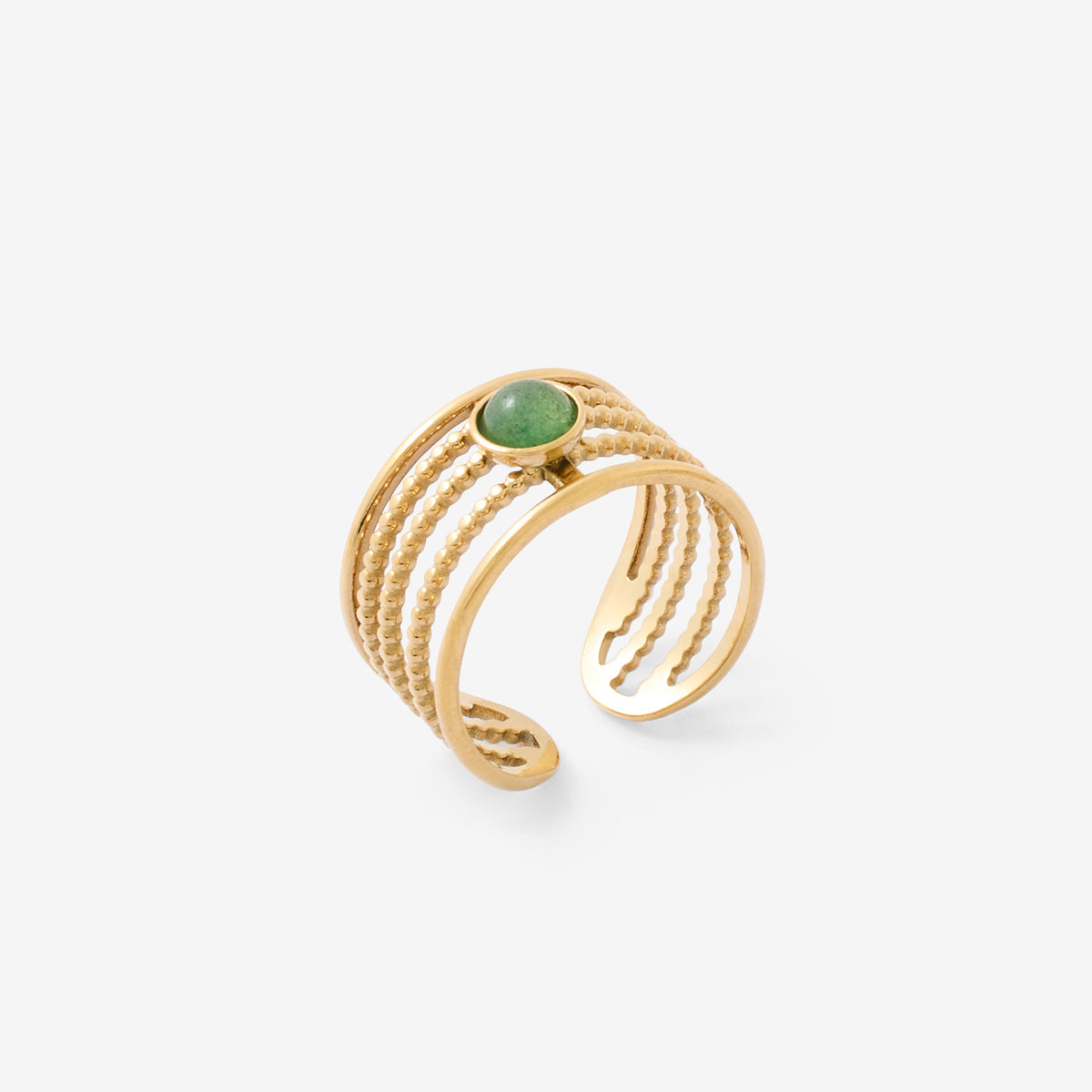 Bague pierre verte en acier inoxydable