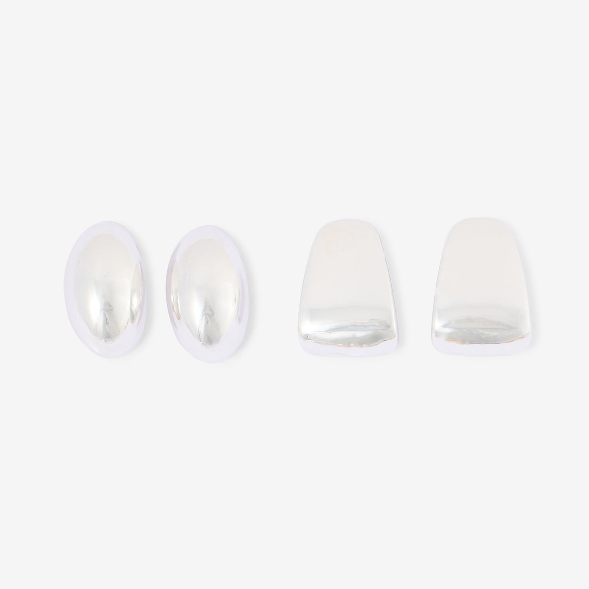 Set de 2 boucles d'oreilles en métal argenté