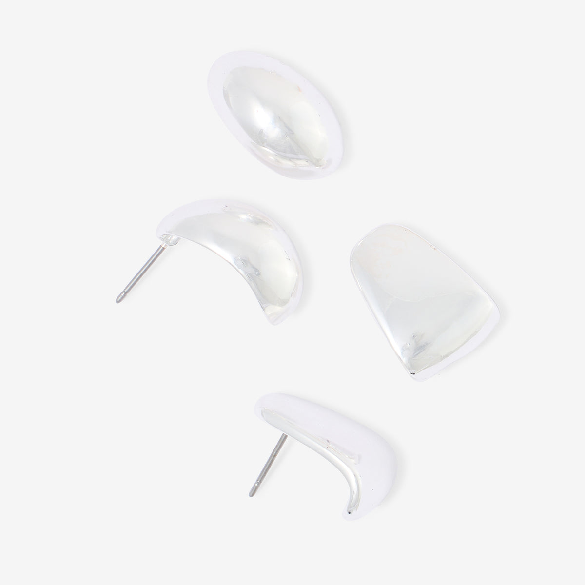 Set de 2 boucles d'oreilles en métal argenté