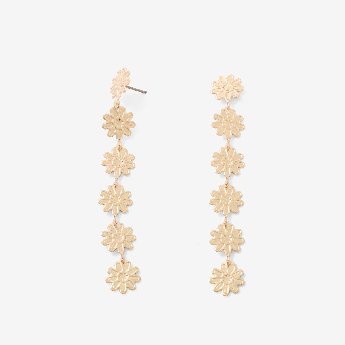 Longues boucles d'oreilles fleurs dorées
