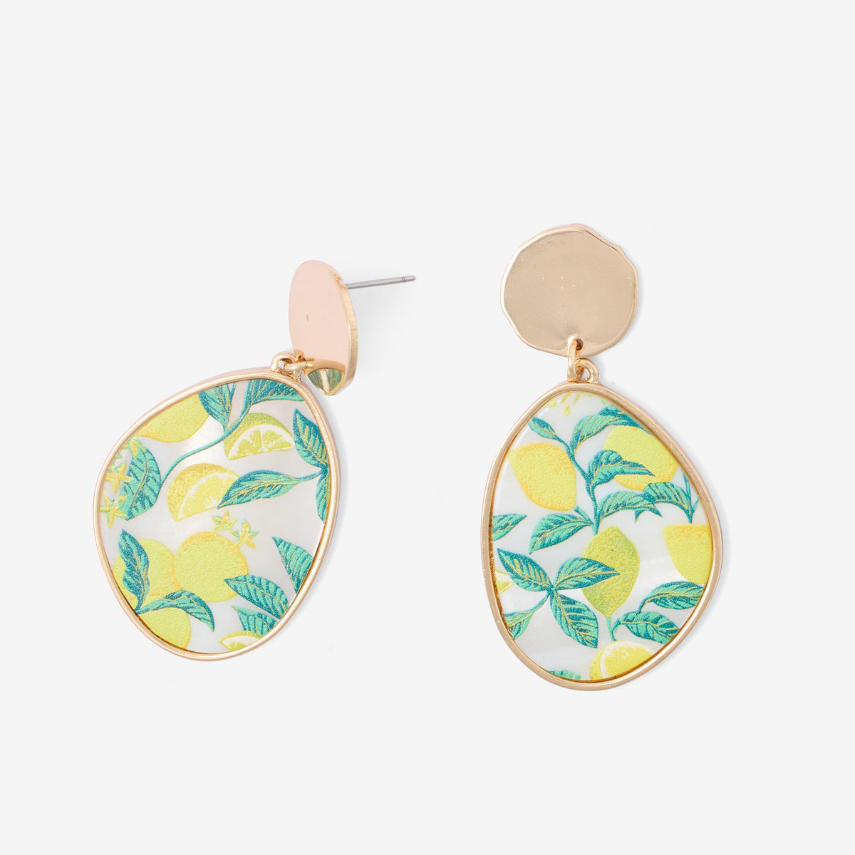 Boucles d'oreilles nacres Balagane imprimé citrons