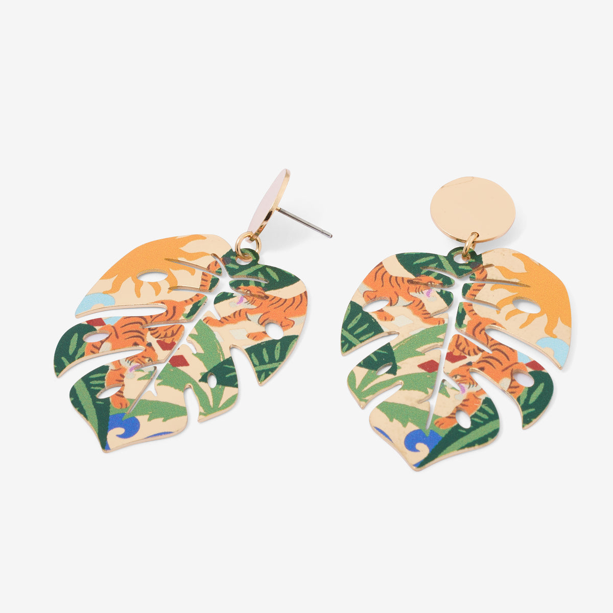 Boucles d'oreilles feuille Balagane imprimé jungle