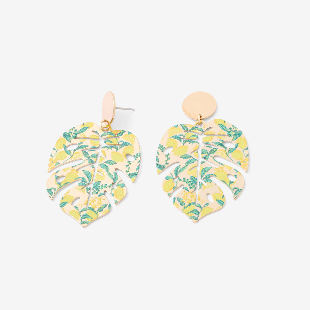 Boucles d'oreilles feuilles Balagane imprimé citrons